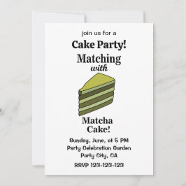 Matcha Grönt Cake Party Funny Inbjudningar