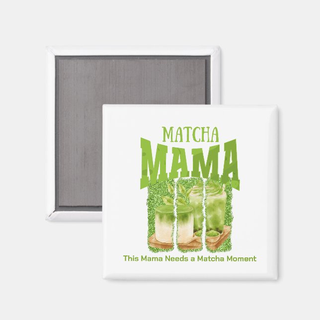 MATCHA Grönt Glitter Penseldrag Magnet (Front/Back)