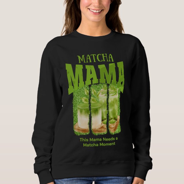 MATCHA Grönt Glitter Penseldrag T Shirt (Framsida)