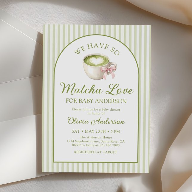 Matcha Grönt Te Bebis Shower  Inbjudningar (Skapare uppladdad)