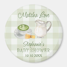 Matcha grönt te Gingham Baby Shower Förhandspris Magnet