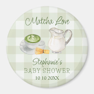 Matcha grönt te Gingham Baby Shower Förhandspris Magnet