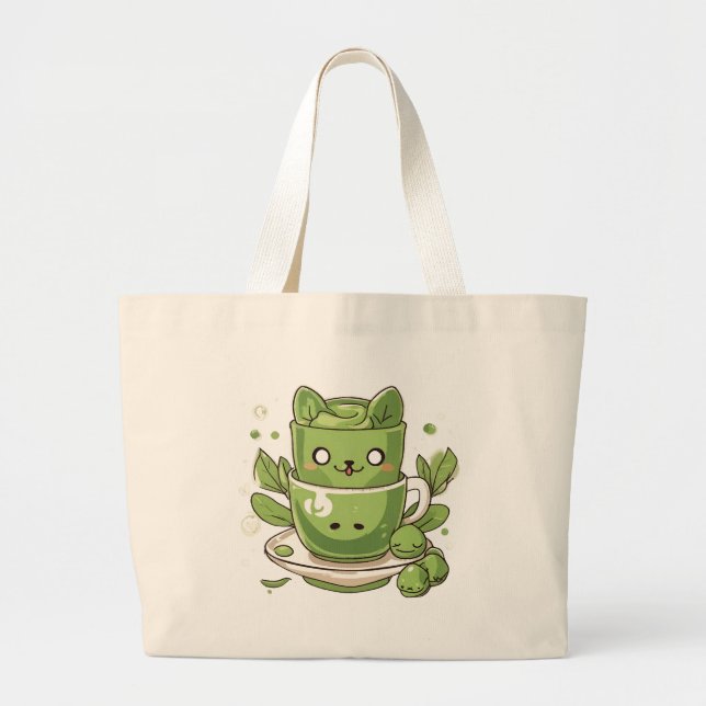 matcha grönt te jumbo tygkasse (Framsidan)