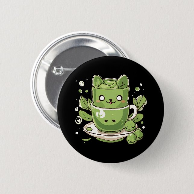 matcha grönt te knapp (Framsida & baksida)