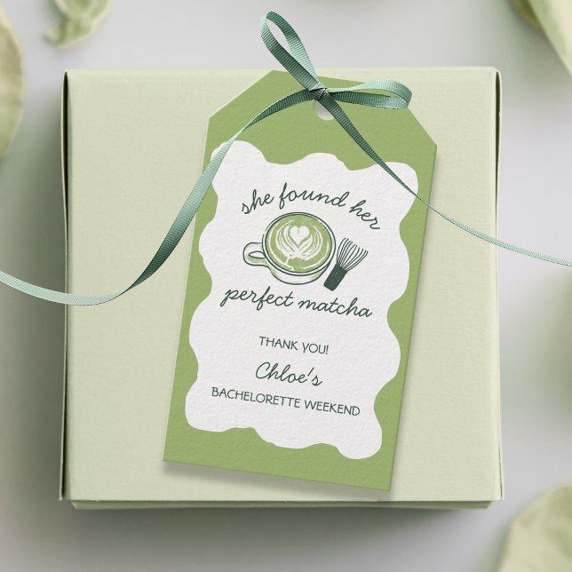 Matcha grönt te kop & visp möhippa presentetikett (Perfect Matcha Green Tea Cup & Whisk Bachelorette Gift Tags)