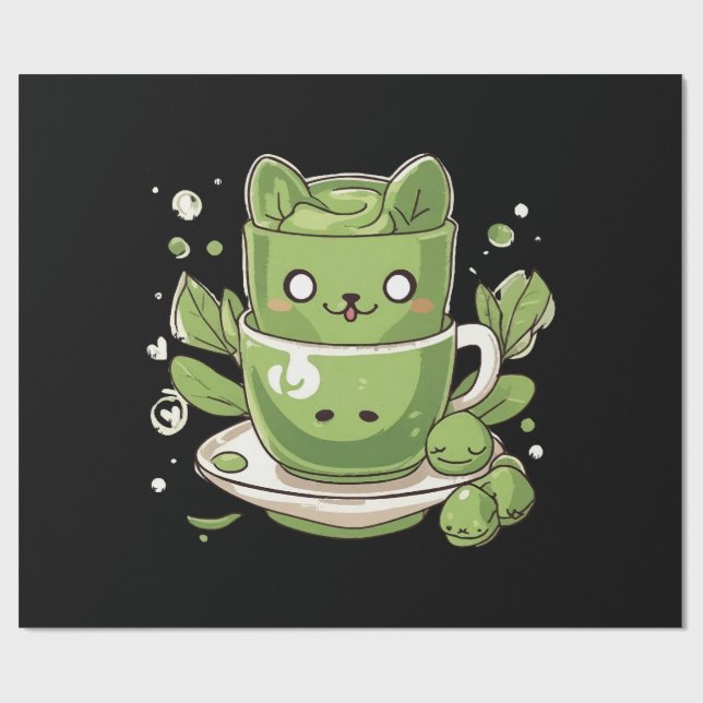 matcha grönt te presentpapper (Platt)