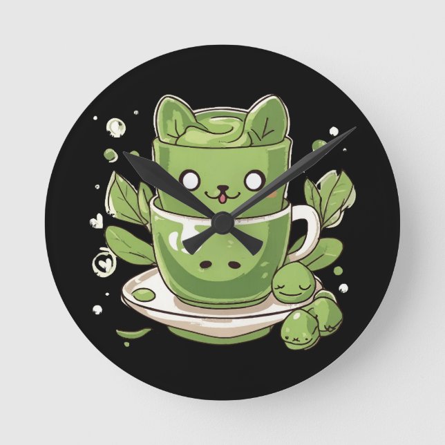matcha grönt te rund klocka (Framsida)