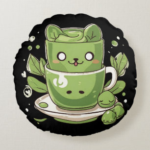 matcha grönt te rund kudde