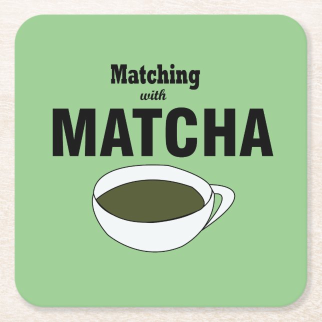 Matcha grönt te underlägg papper kvadrat (Framsidan)