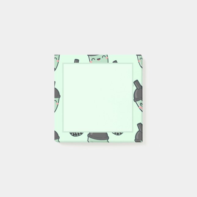Matcha Grönt Tea Bubble Tea Boba Post-it Block (Framsida)