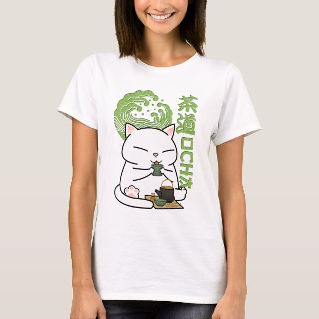 Matcha Grönt Tea Cat T Shirt (Framsida)