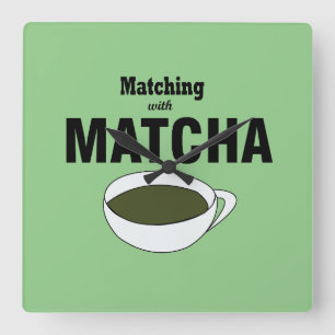 Matcha Grönt Tea Fyrkantig Klocka