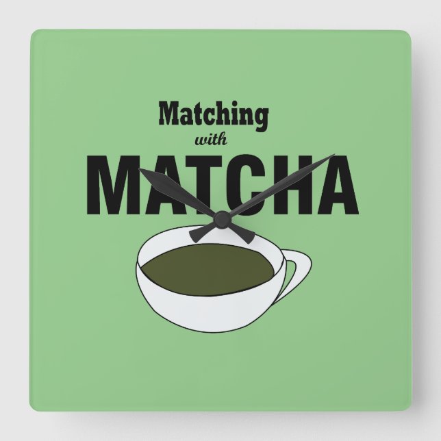 Matcha Grönt Tea Fyrkantig Klocka (Framsida)