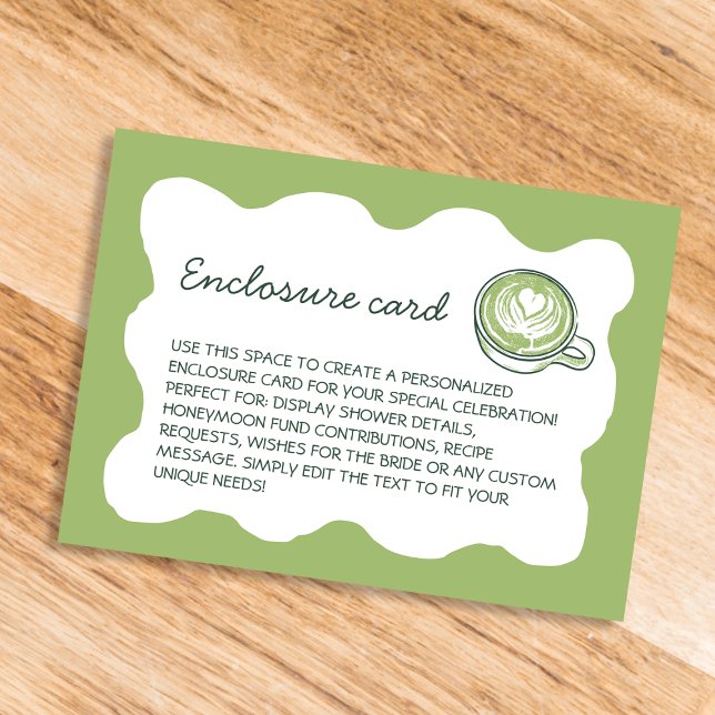 Matcha Grönt Tea Hand plockade Bachelorette Tilläggskort (Matcha Green Tea Hand Drawn Bachelorette Enclosure Card)