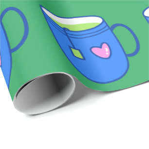 Matcha Grönt Tea i Blue Mugg Bright Mönster Presentpapper