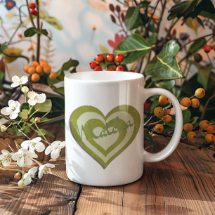 Matcha Grönt Tea, retro y2k-hjärta Kaffemugg