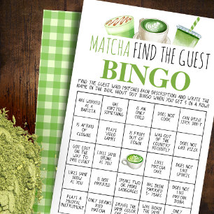 Matcha Hitta Gäst Bingo Spelkort Flygblad