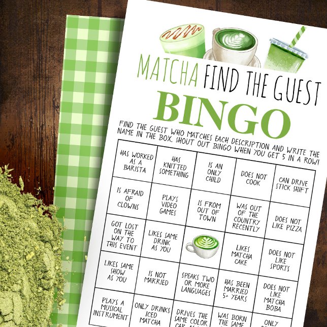 Matcha Hitta Gäst Bingo Spelkort Flygblad (Skapare uppladdad)