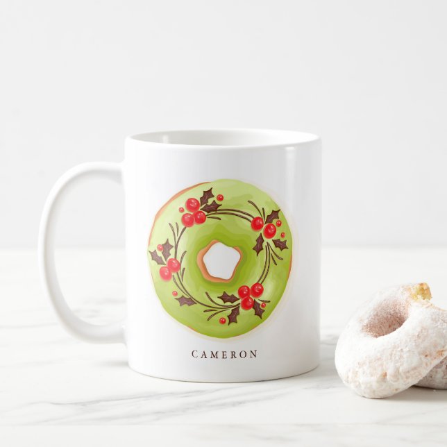 Matcha Holly-Personligen Donuts Kaffemugg (Med munk)