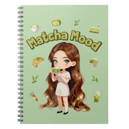 Matcha Humör Estetisk Design Söt Grönt Te Vibbar Anteckningsbok