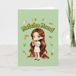 Matcha Humör Estetisk Design Söt Grönt Te Vibbar Kort