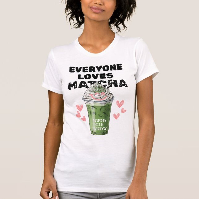 Matcha Iced Latte T-Shirt | Grybgrädda med rött sk (Framsida)