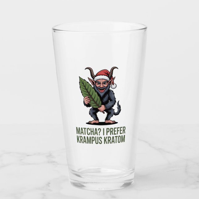 Matcha? Jag föredrar Krampus Kratom Rolig Jul  Glaskopp (Framsida)
