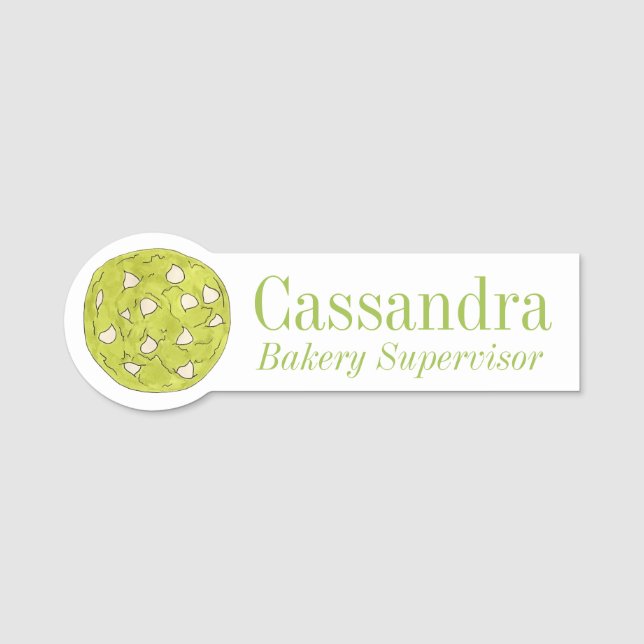 Matcha Japansk Grönt Tea Cookies White Chocolate Namnbricka (Framsida)