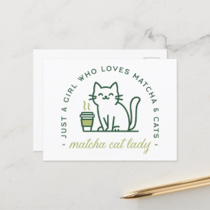Matcha-kattlover är bara en tjej som kawaii-grönt vykort