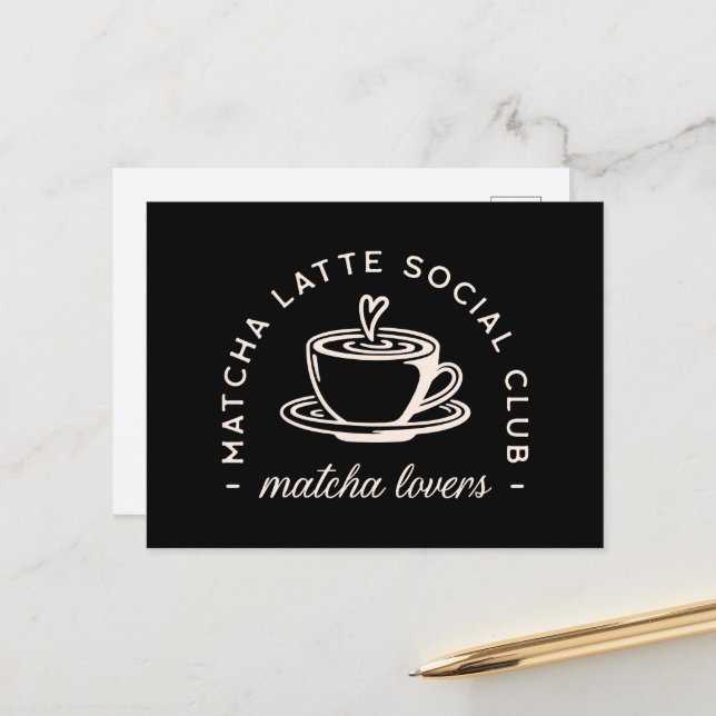 Matcha latte älskare citerar finare svart vykort (Fram/Back In Situ)