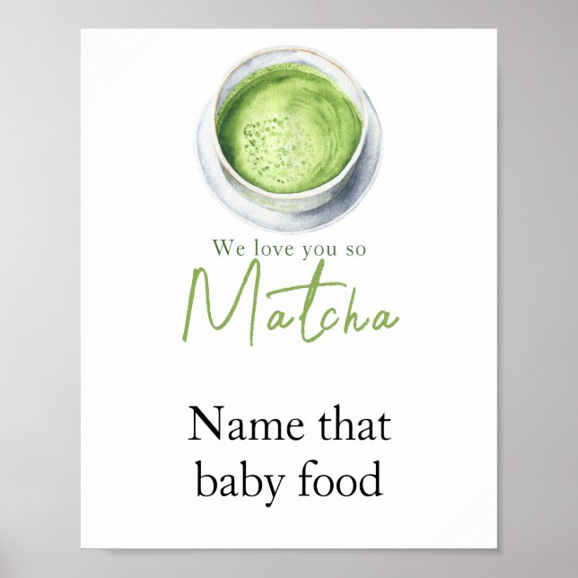 Matcha Latte Baby dusch - Namn som baby mat Poster (Framsidan)