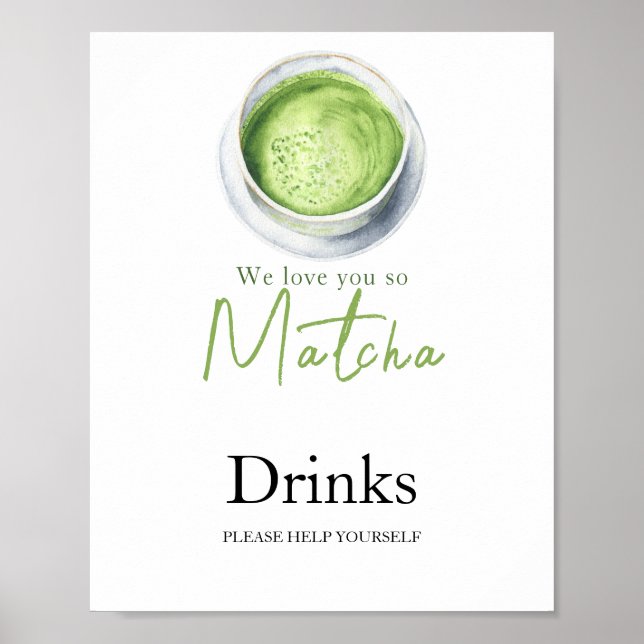 Matcha Latte Baby shower - Drycker Poster (Framsidan)