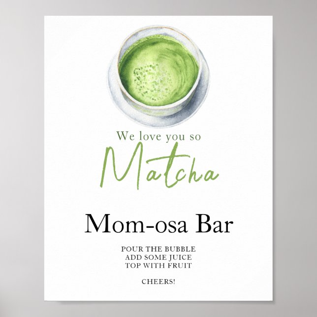 Matcha latte baby shower Momosa bar  Poster (Framsidan)