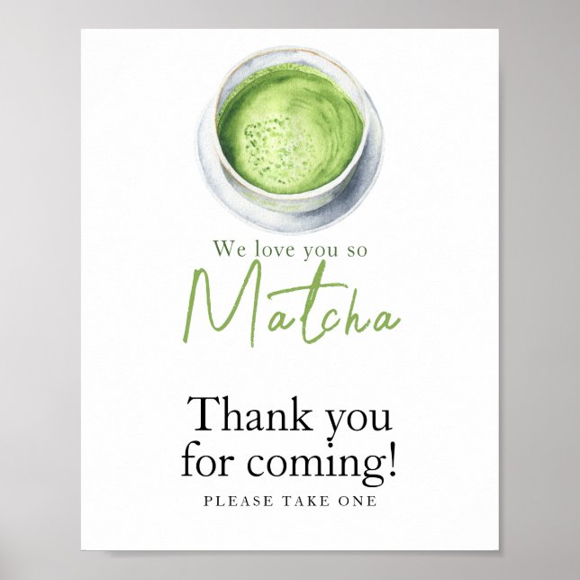 Matcha Latte Baby shower - Tack för att du kom Poster (Framsidan)