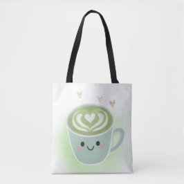 Matcha Latte Hjärta Axelväska Tygkasse