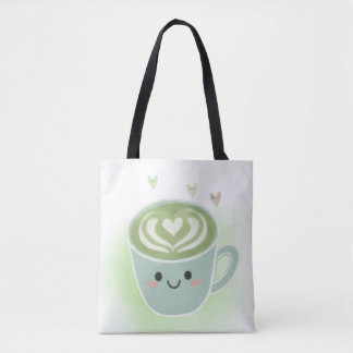 Matcha Latte Hjärta Axelväska Tygkasse