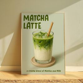 Matcha Latte Kitchen Wall Art, Matcha Älskare Poster