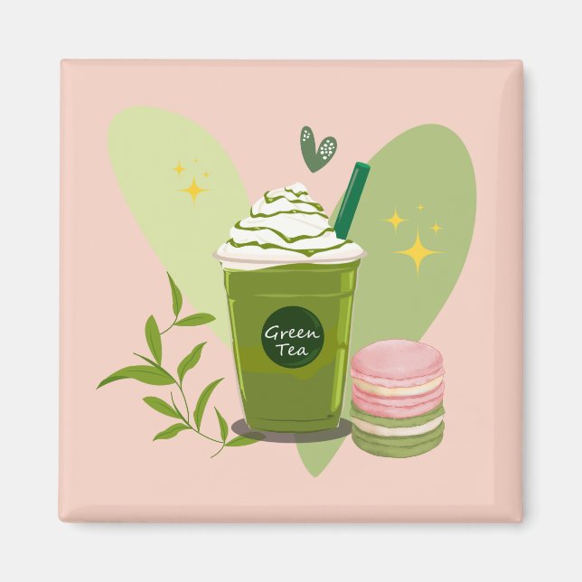 Matcha Latte Macaroner Magnet (Framsidan)