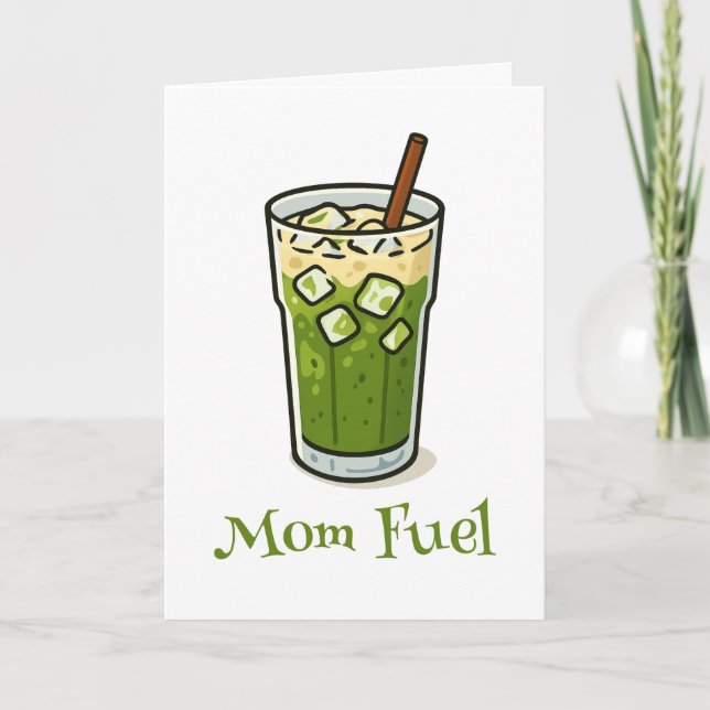 Matcha Latte Mamma Bränsle Rolig Retro Födelsedag Kort (Framsida)