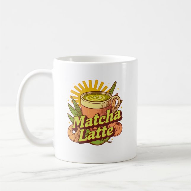 Matcha Latte Mugg, Grönt Tea Kaffemugg (Vänster)