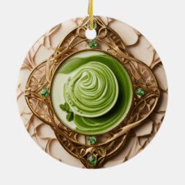 Matcha Latte Prism Ceramic Ornament