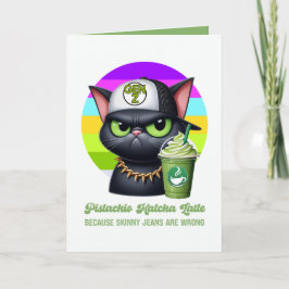 Matcha Latte Rolig Gen Z Svart Katt Smala Jeans Kort