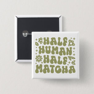 Matcha latte roliga citattecken blommigt grönt est knapp