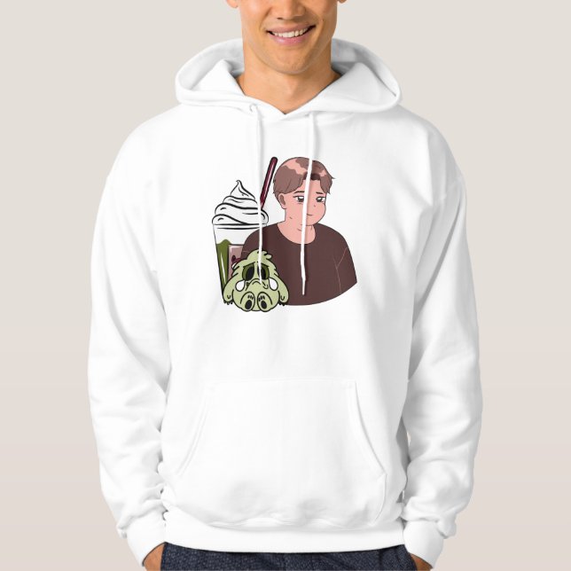 Matcha Latte & Sorgligt Litet Monster – Estetisk A Hoodie (Framsida)