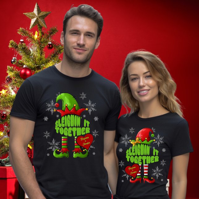 Matcha lite jul Elf Namn i hjärtat T Shirt (Skapare uppladdad)