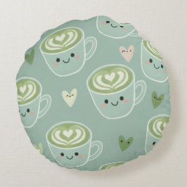 Matcha Love Latte Kawaii Rund Kudd Kudde