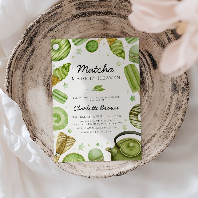 Matcha Made in Heaven Inbjudningskort för möhippan (Skapare uppladdad)