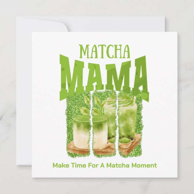 MATCHA MAMMA Grönt Tea Glitter Mamma Gift Cafecore Inbjudningar (Framsida)