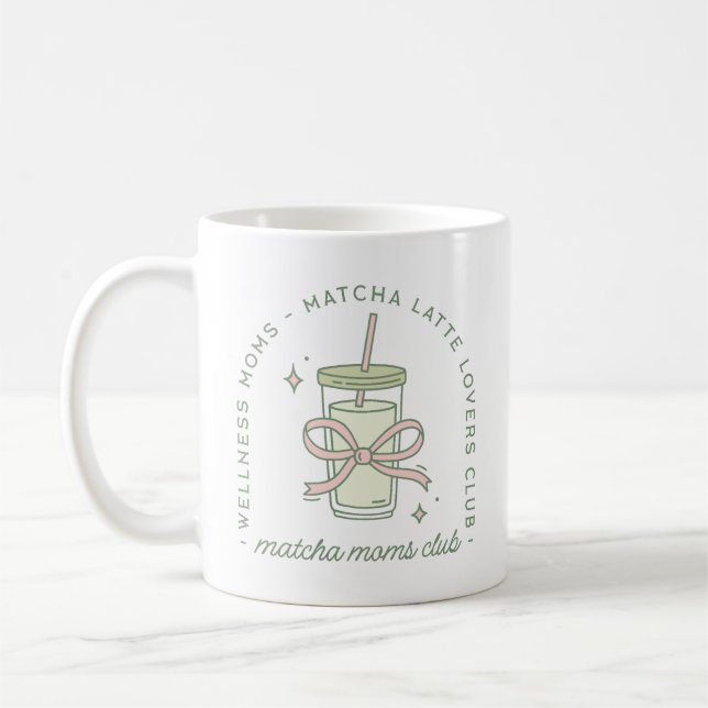 Matcha-mamma-latte välbefinnande estetisk kaffemugg (Vänster)