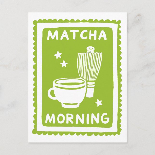 Matcha Morning Grönt Te Kök Vykort (Framsida)